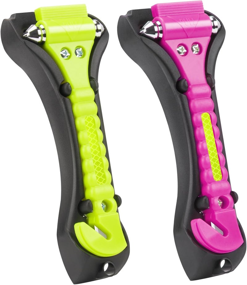 Cleverool Store Car Safety Hammer Window Breaker, 2-in-1 Emergency Escape Tool with Seat Belt Cutter for Women, Cute Pink&Green Safety Escape Hammer for Car, Family - Image 1